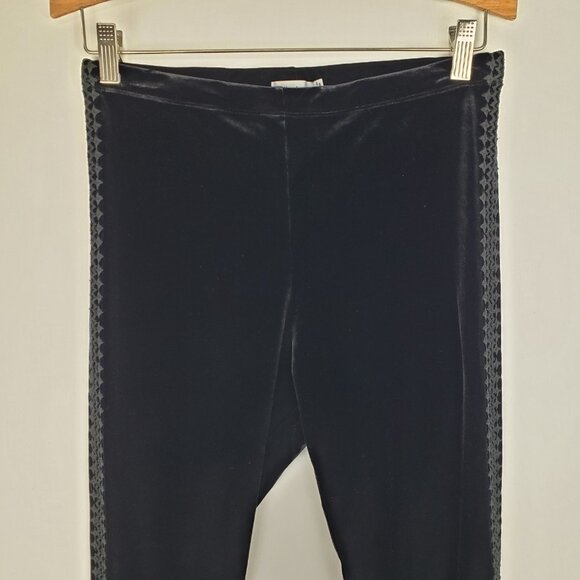 Johnny Was JW Los Angeles Black Velvet Tonal Embroidered Leggings Womens Medium - Picture 3 of 8